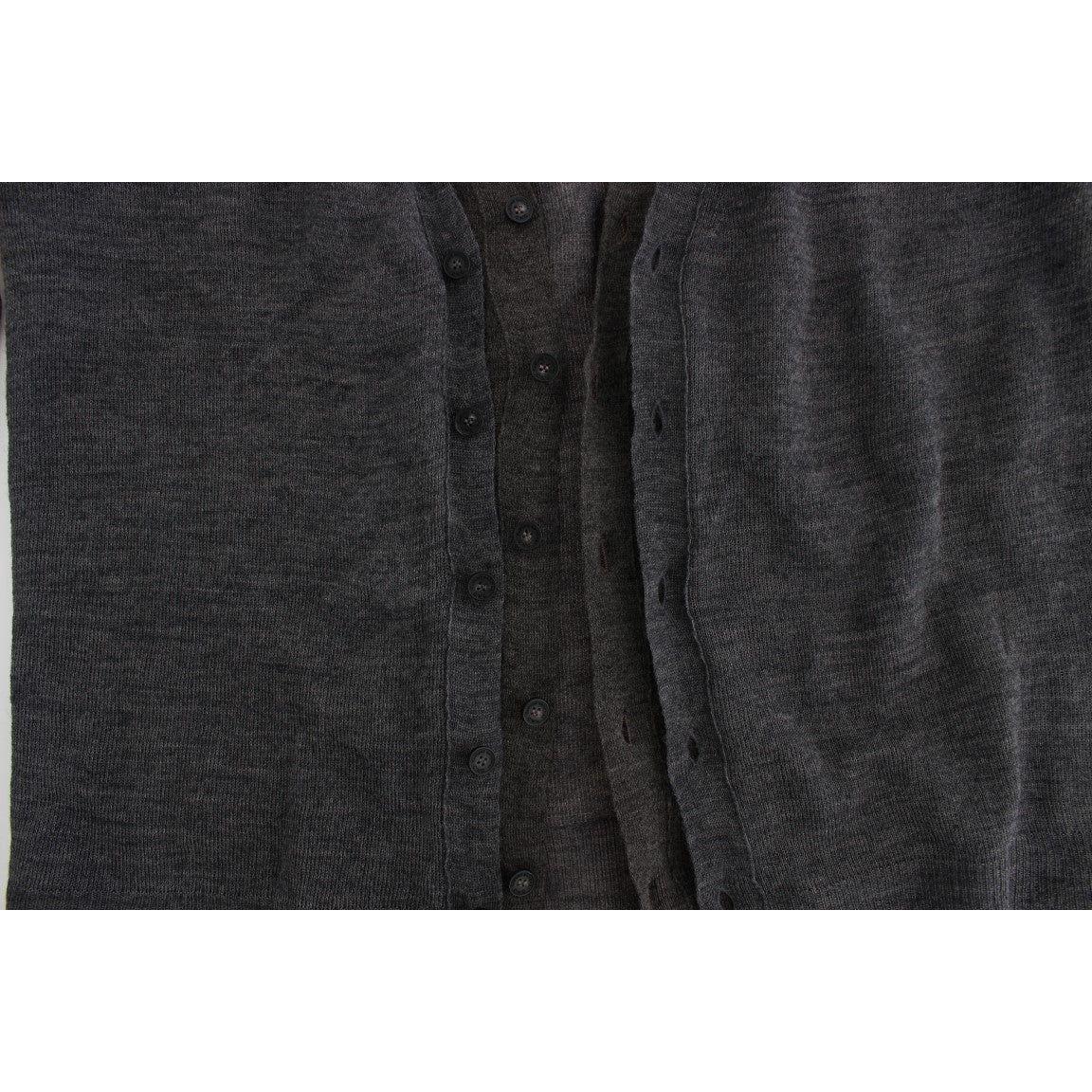 Costume National Gray Wool Button Cardigan Sweater