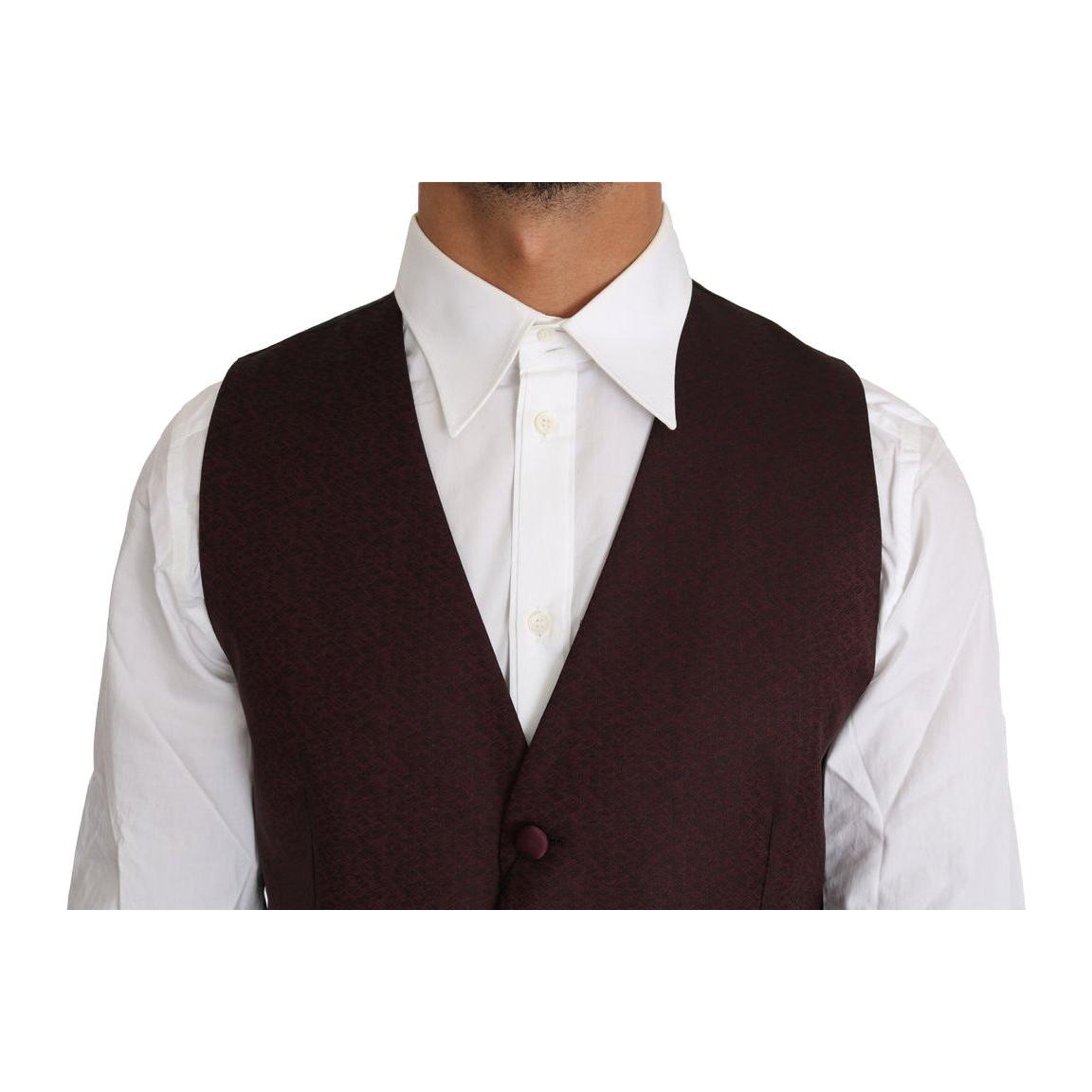 Dolce & Gabbana Purple Pattern Wool Silk Waistcoat Vest Dolce & Gabbana