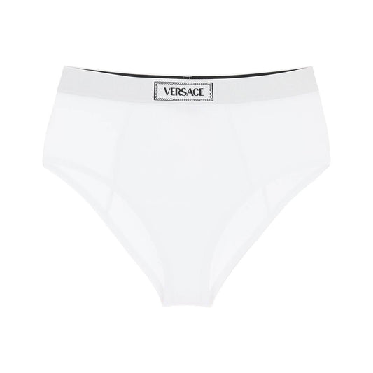 Versace ribbed briefs with '90s logo Beachwear & underwear Versace