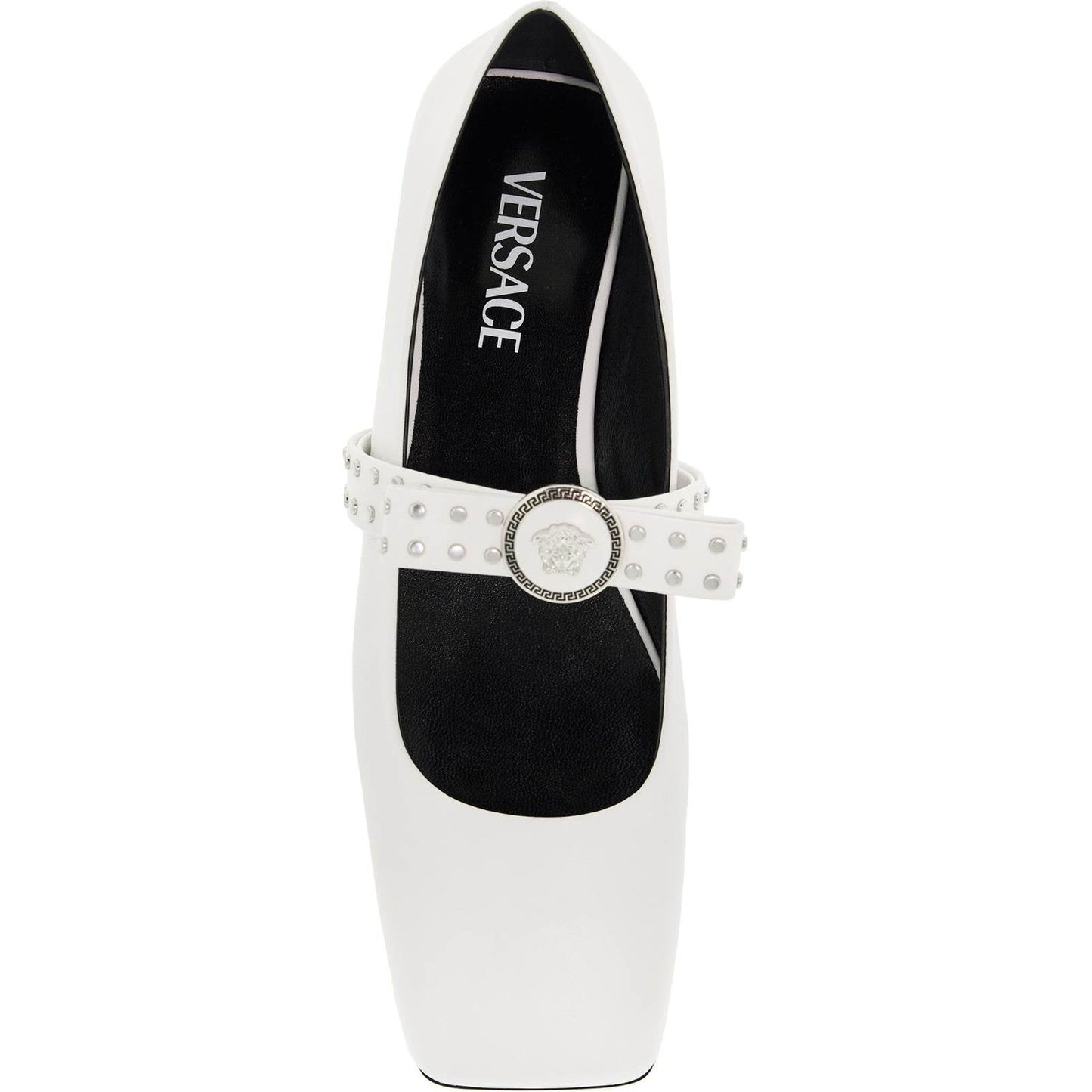 Versace gianni ribbon studded ballerinas Flat Shoes Versace