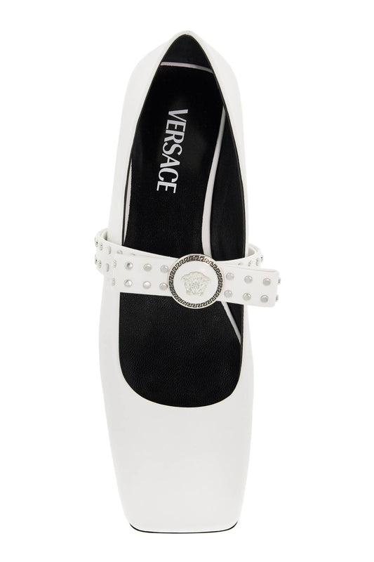 Versace gianni ribbon studded ballerinas Flat Shoes Versace