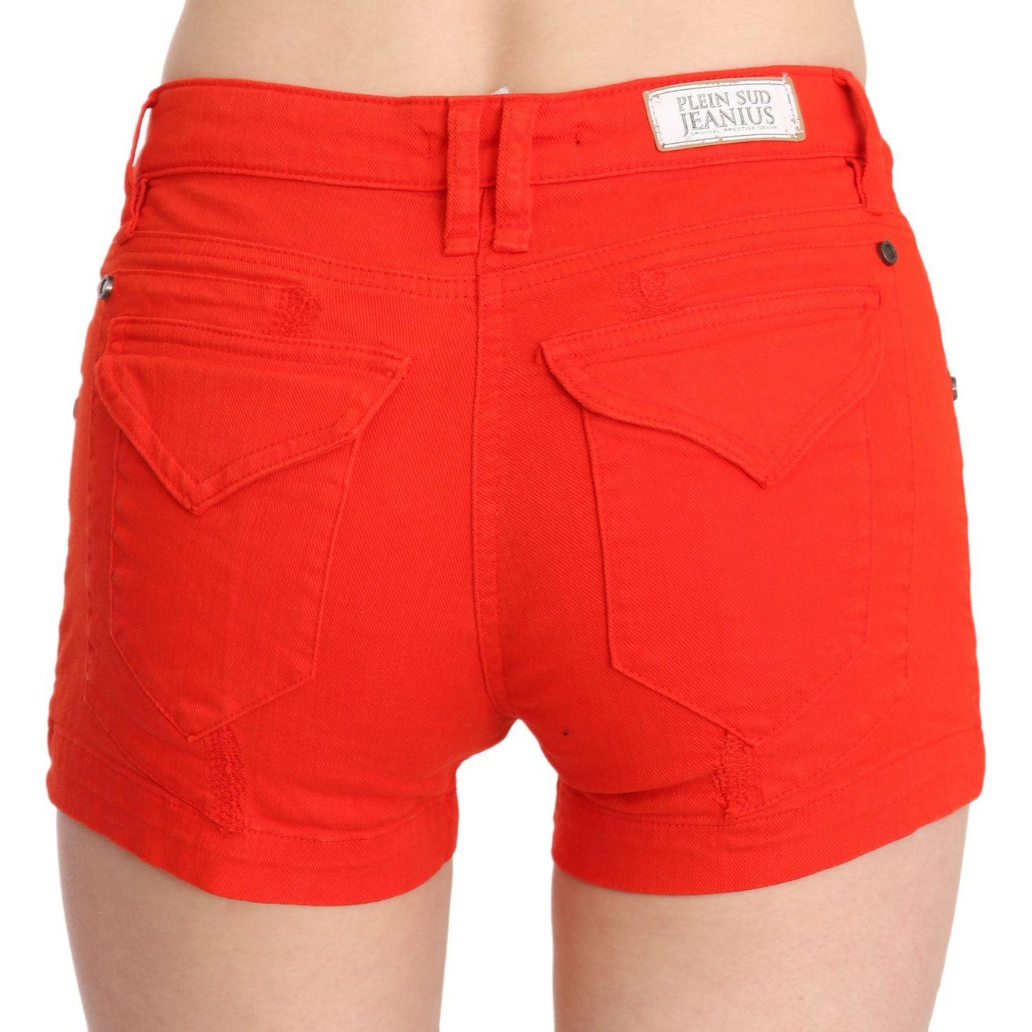 PLEIN SUD Chic Mid Waist Mini Shorts in Vibrant Orange PLEIN SUD