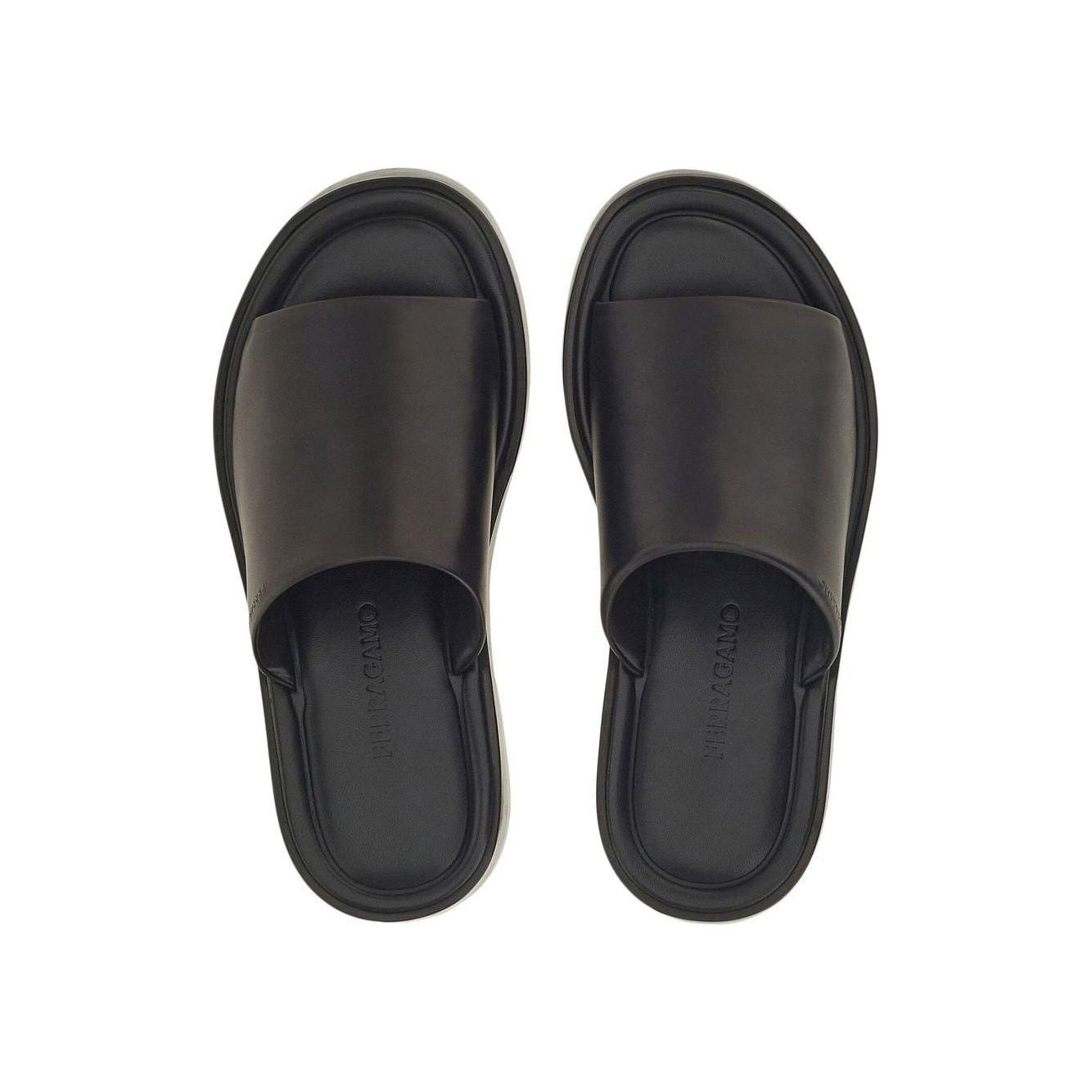 Ferragamo crossover-strap leather slides Sandals Black Sandals Ferragamo