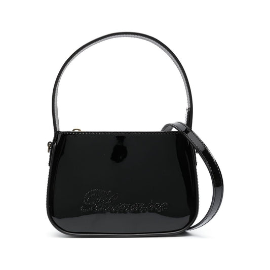 Blumarine embossed-logo high-shine tote Bag Black Handbag Blumarine