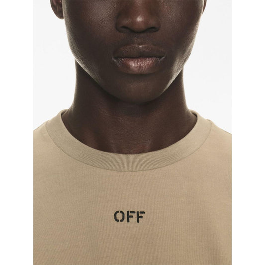 Off White T-shirts and Polos Beige Topwear Off White