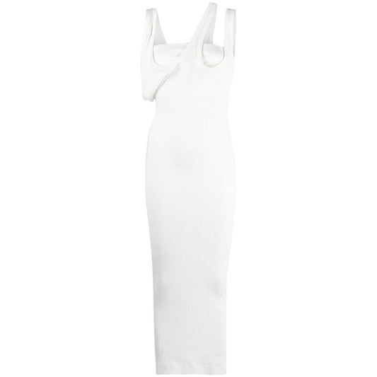 The Attico asymmetric-neckline ribbed dress White Dresses The Attico