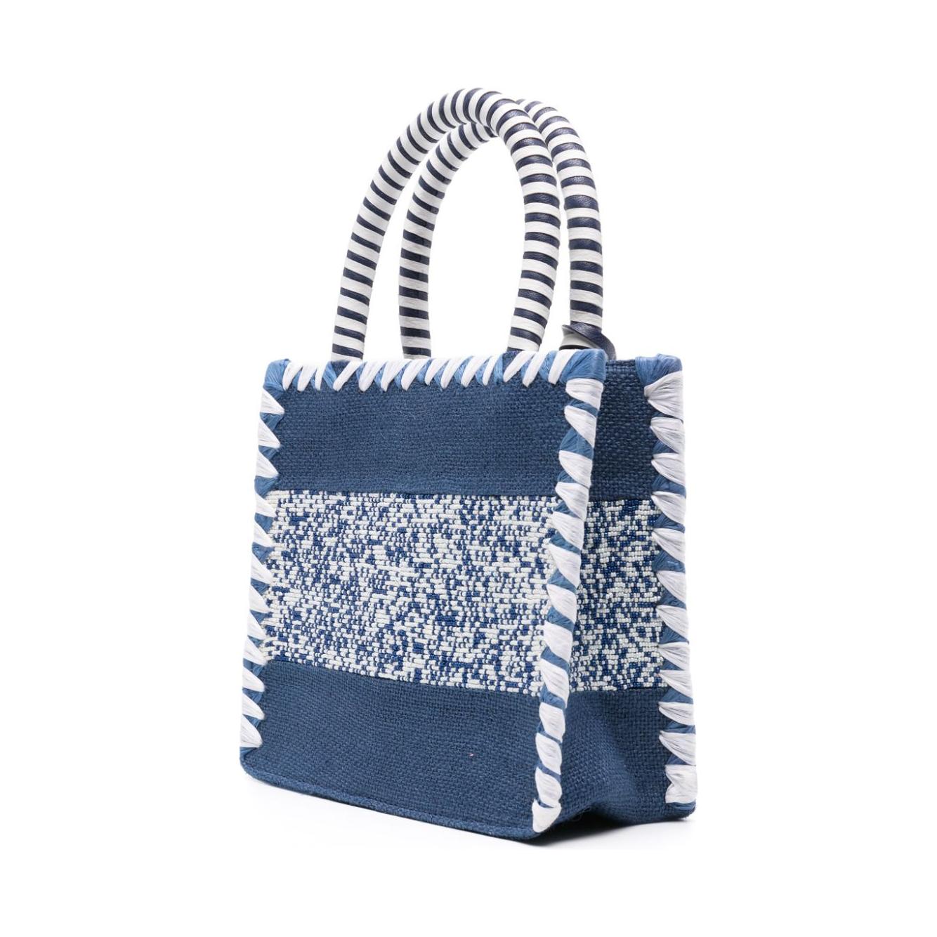 De Siena interwoven design bead detailing Bag Blue Shopper De Siena