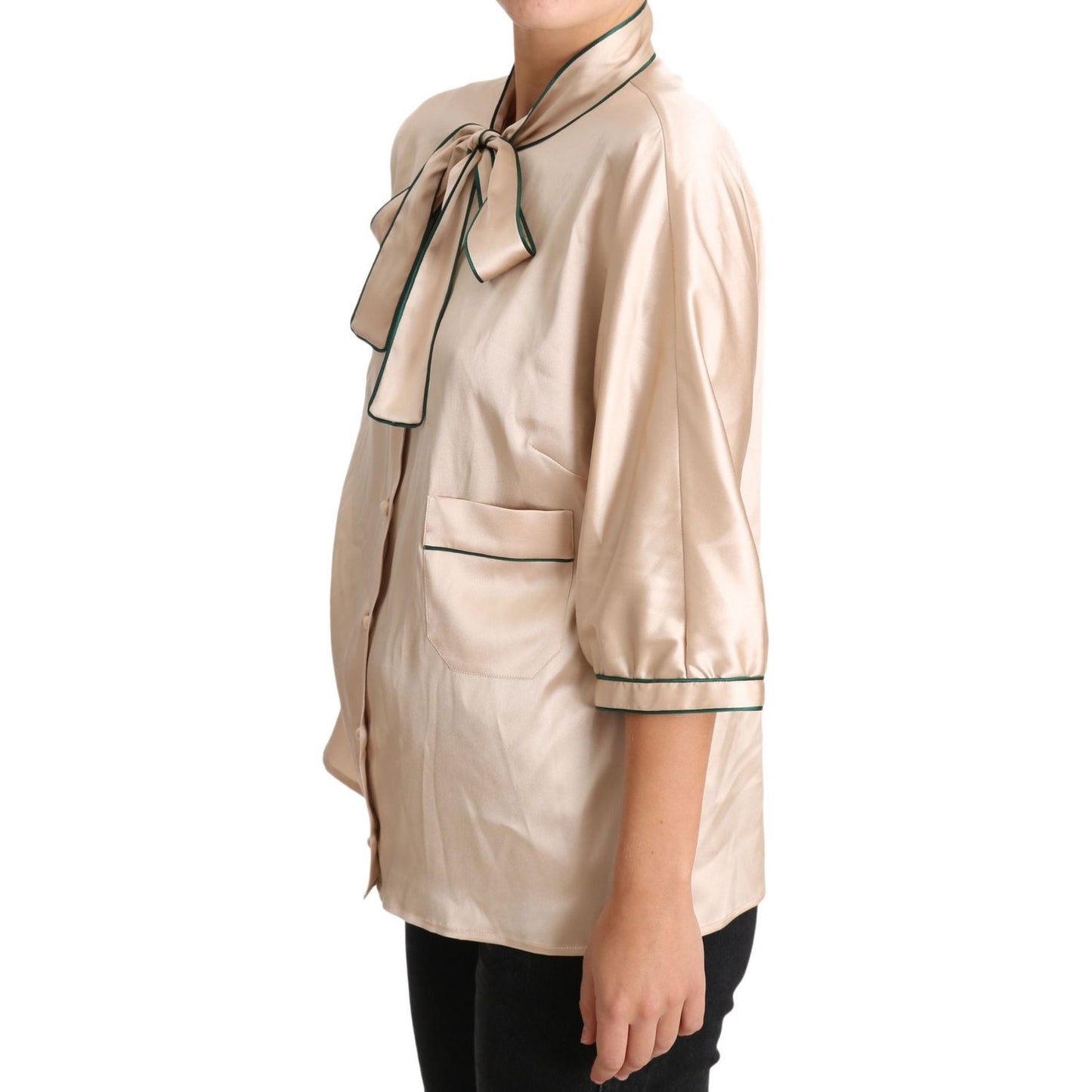 Dolce & Gabbana Elegant Beige Silk Blend Blouse Top Dolce & Gabbana