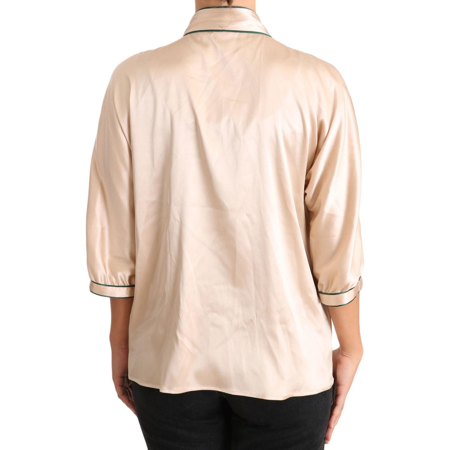 Dolce & Gabbana Elegant Beige Silk Blend Blouse Top Dolce & Gabbana