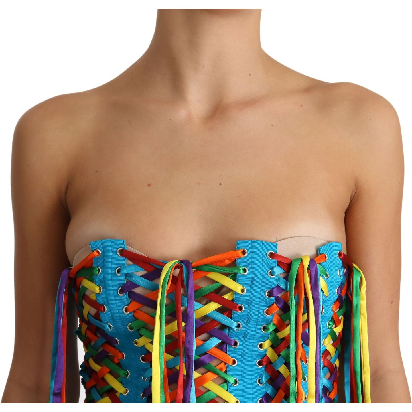 Dolce & Gabbana Multicolor Strapless Bustier Corset Top Dolce & Gabbana