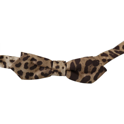 Dolce & Gabbana Brown Leopard Silk Adjustable Neck Papillon Men Bow Tie Dolce & Gabbana