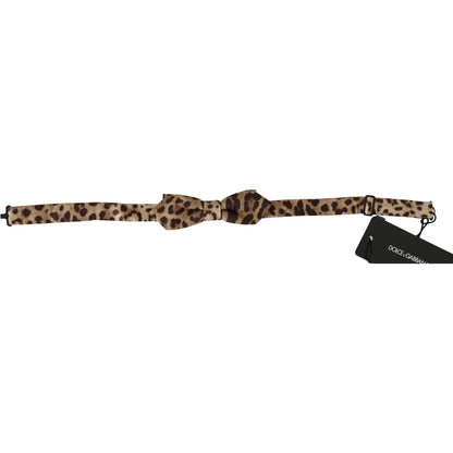 Dolce & Gabbana Brown Leopard Silk Adjustable Neck Papillon Men Bow Tie Dolce & Gabbana