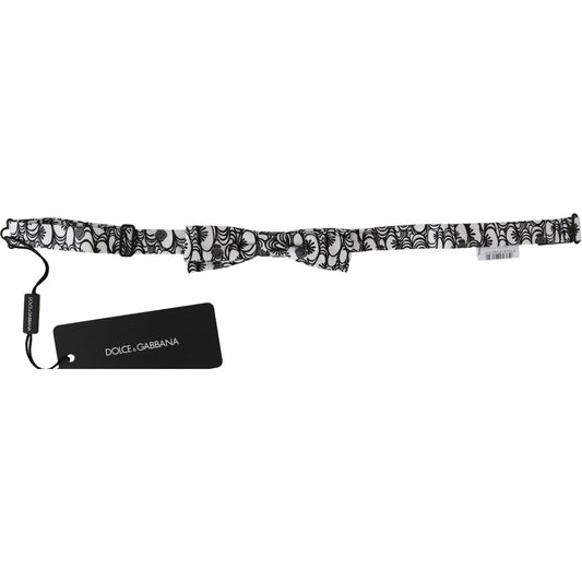 Dolce & Gabbana White Pattern Silk Adjustable Neck Papillon Tie