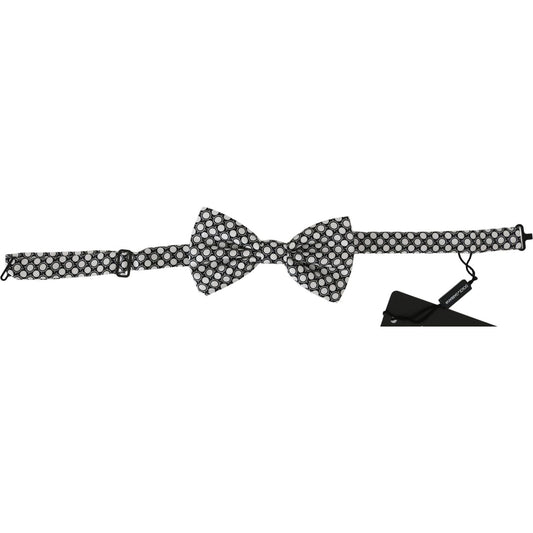 Dolce & Gabbana Men Black White Circles Adjustable Neck Papillon Bow Tie Dolce & Gabbana