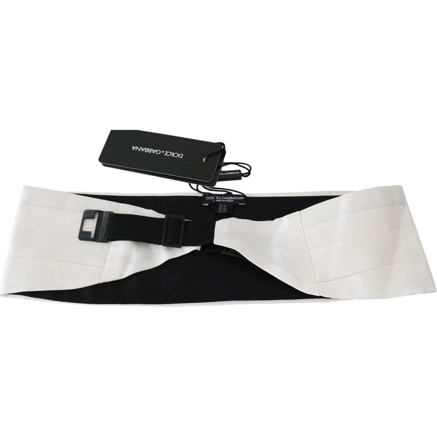 Dolce & Gabbana White Men Waist Belt 100% Silk Cummerbund