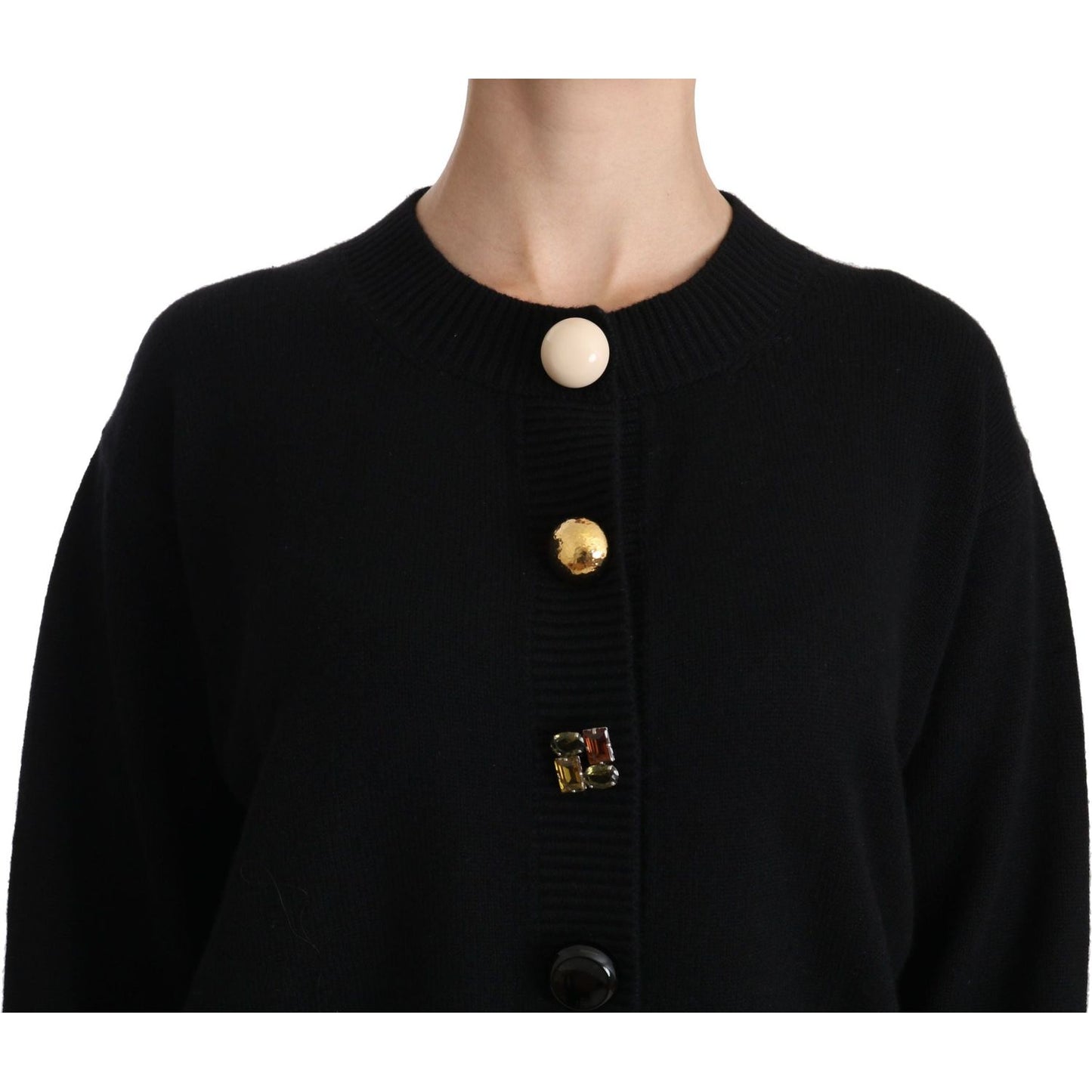 Dolce & Gabbana Elegant Black Cashmere Cardigan Top Dolce & Gabbana