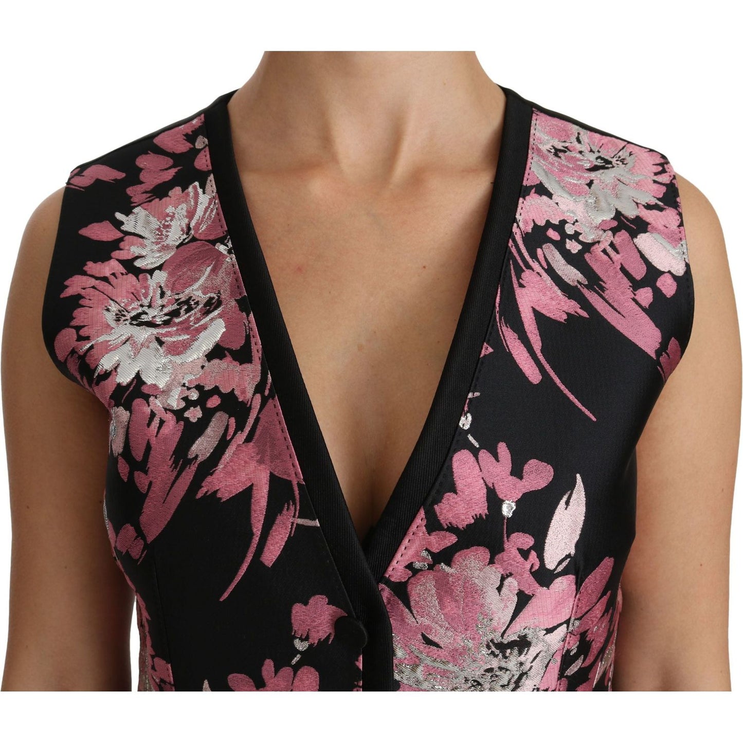 Dolce & Gabbana Elegant Floral Brocade Plunging Vest Top Dolce & Gabbana