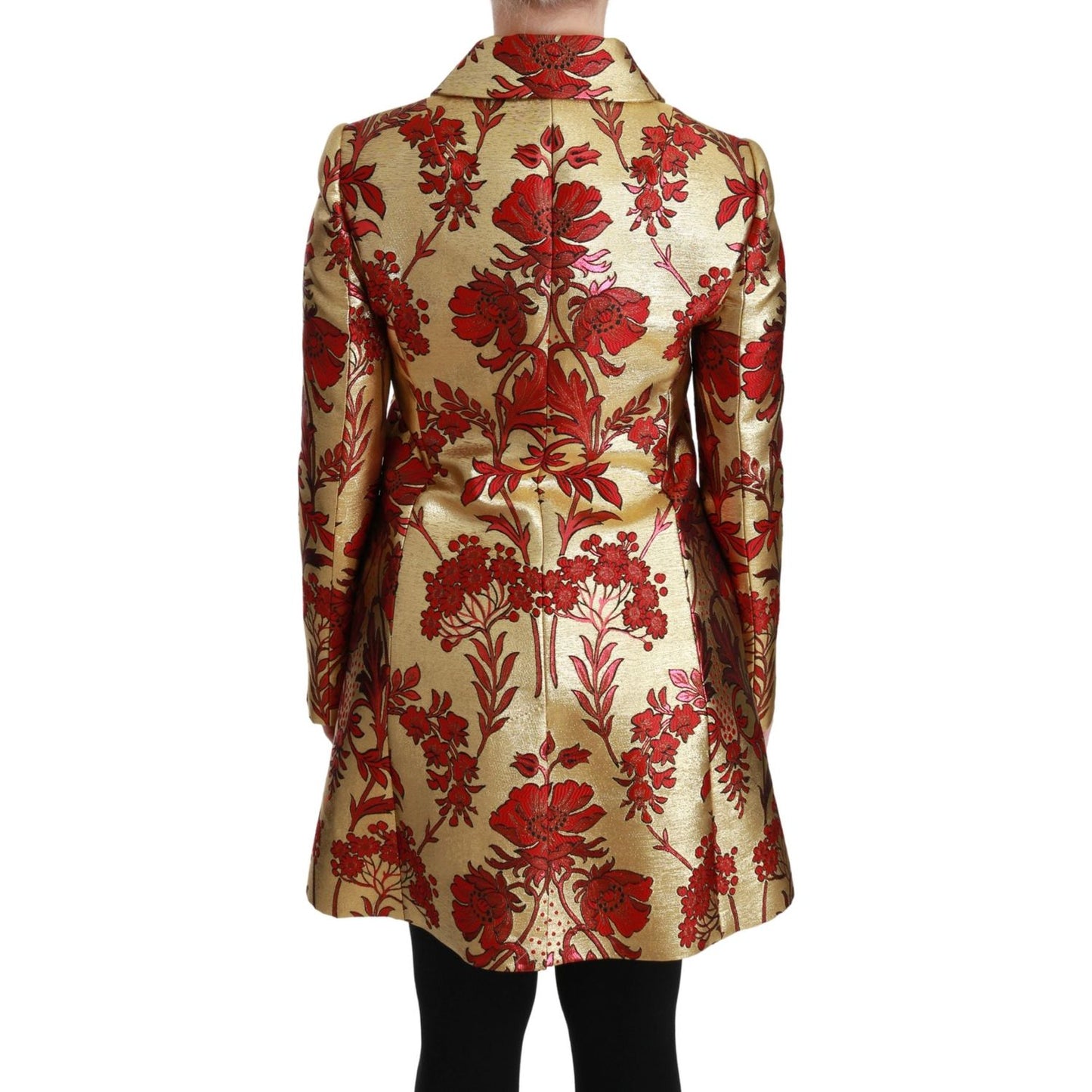 Dolce & Gabbana Elegant Gold Floral Brocade Trench Coat Dolce & Gabbana