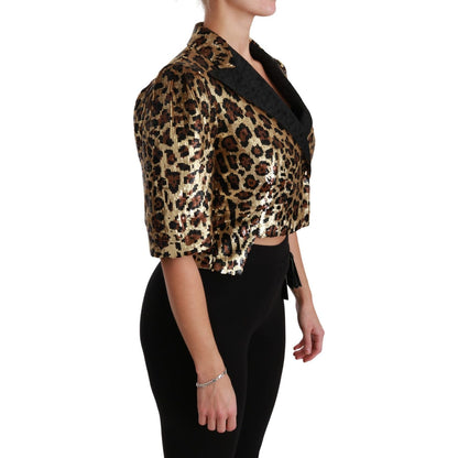 Dolce & Gabbana Blazer Gold Leopard Sequined Jacket Coats & Jackets