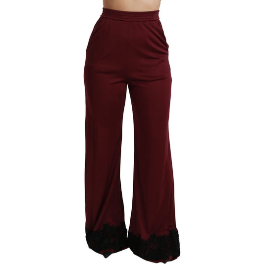 Dolce & Gabbana Elegant Maroon High Waist Wide Leg Trousers Jeans & Pants Dolce & Gabbana