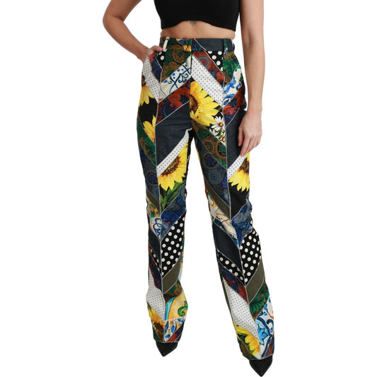 Dolce & Gabbana Elegant High Waist Multicolor Straight Pants Dolce & Gabbana