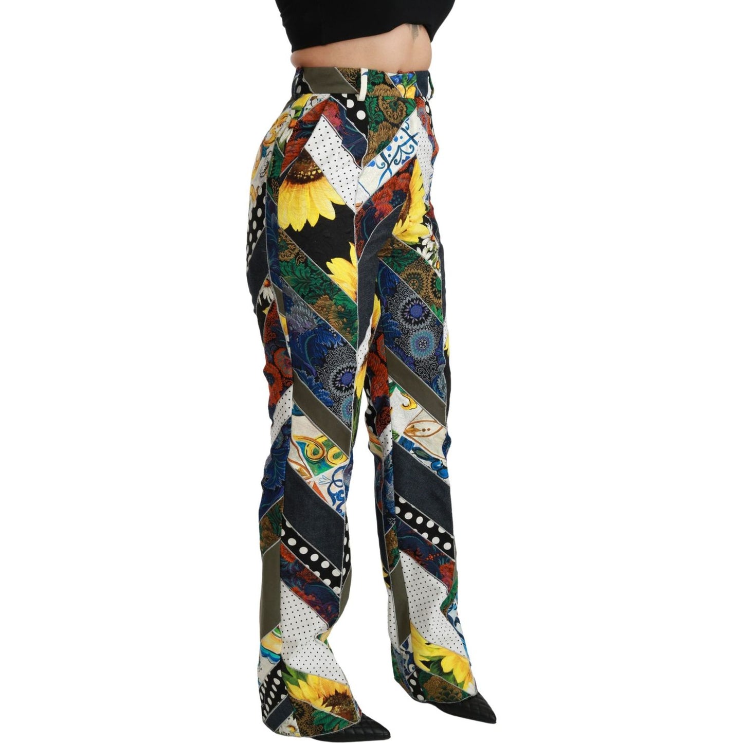 Dolce & Gabbana Elegant High Waist Multicolor Straight Pants Dolce & Gabbana