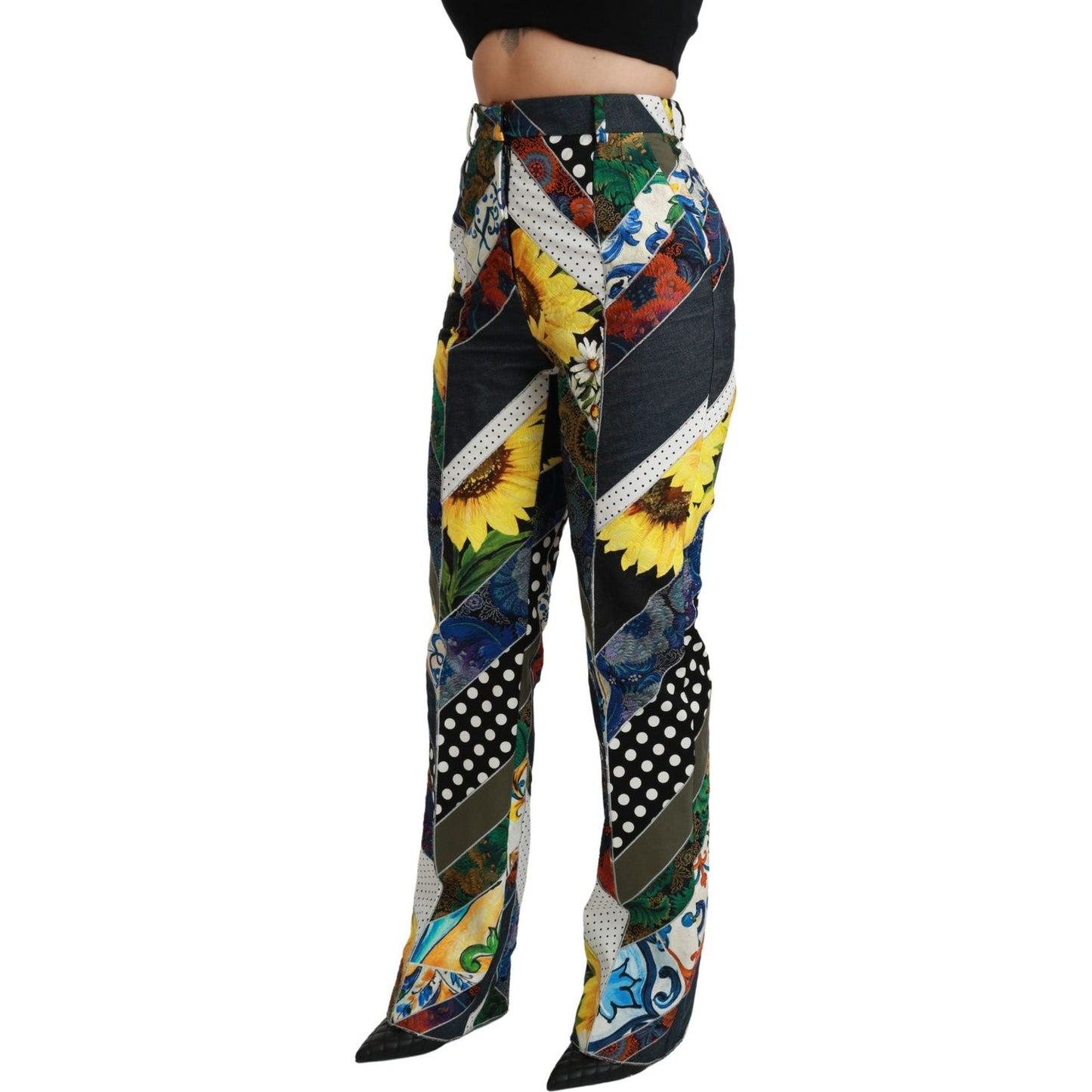 Dolce & Gabbana Elegant High Waist Multicolor Straight Pants Dolce & Gabbana