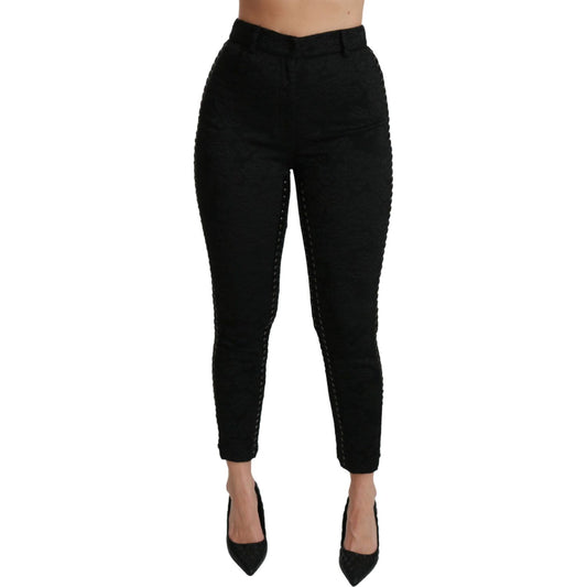 Dolce & Gabbana Elegant High Waist Skinny Black Brocade Pants Jeans & Pants Dolce & Gabbana