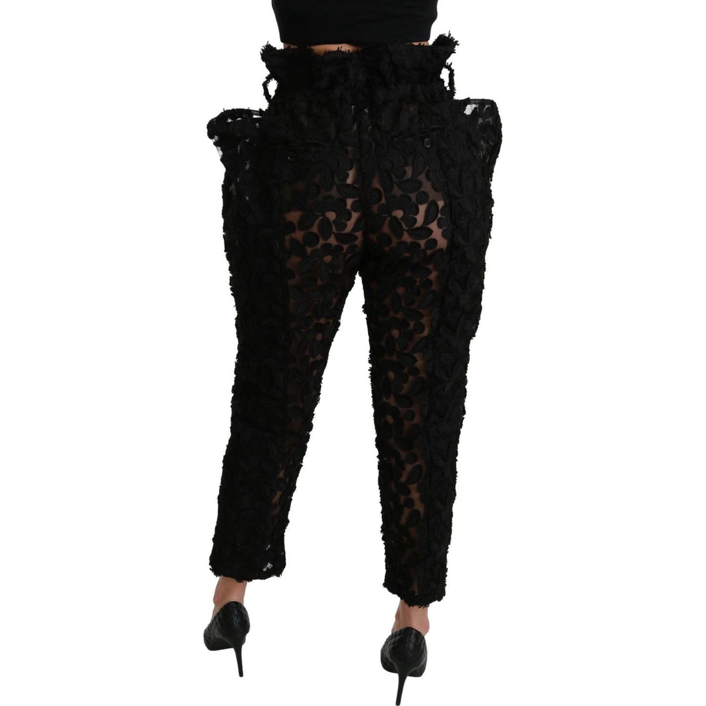 Dolce & Gabbana Chic Tapered High Waist Lace Pants Jeans & Pants Dolce & Gabbana