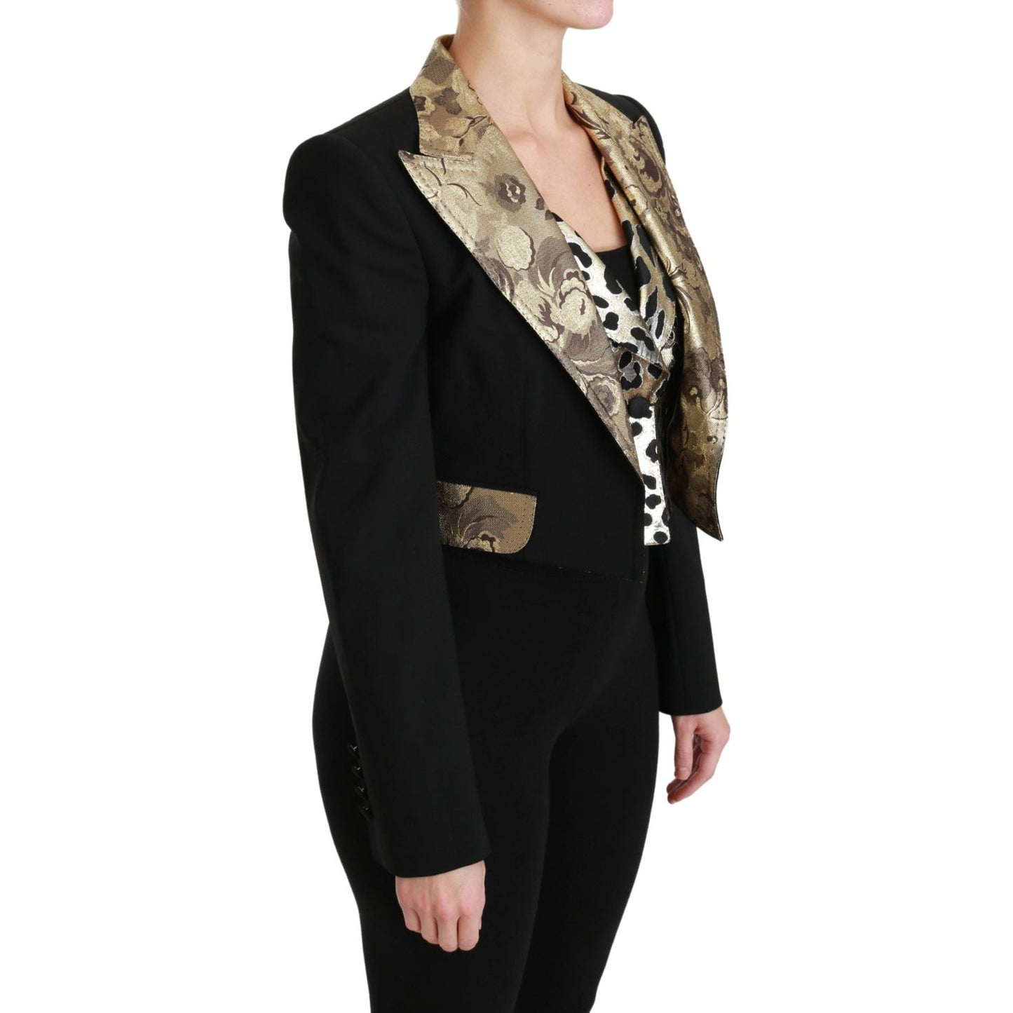 Dolce & Gabbana Opulent Black Gold Floral Jacket and Vest Ensemble Coats & Jackets Dolce & Gabbana