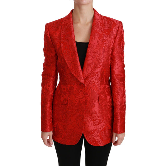Dolce & Gabbana Red Floral Angel Blazer Coat Jacket Dolce & Gabbana