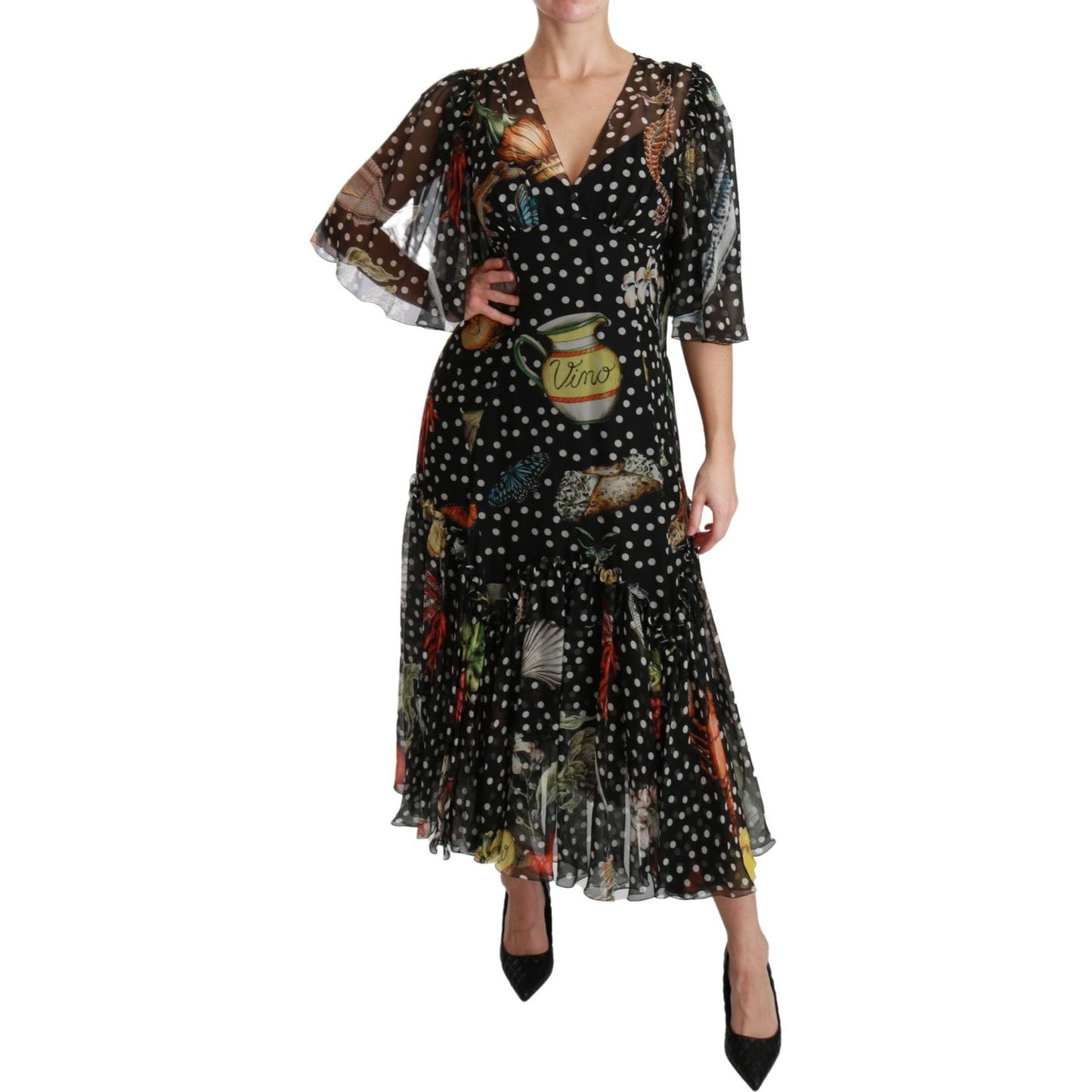 Dolce & Gabbana Elegant Silk Pleated A-Line Maxi Dress Dolce & Gabbana