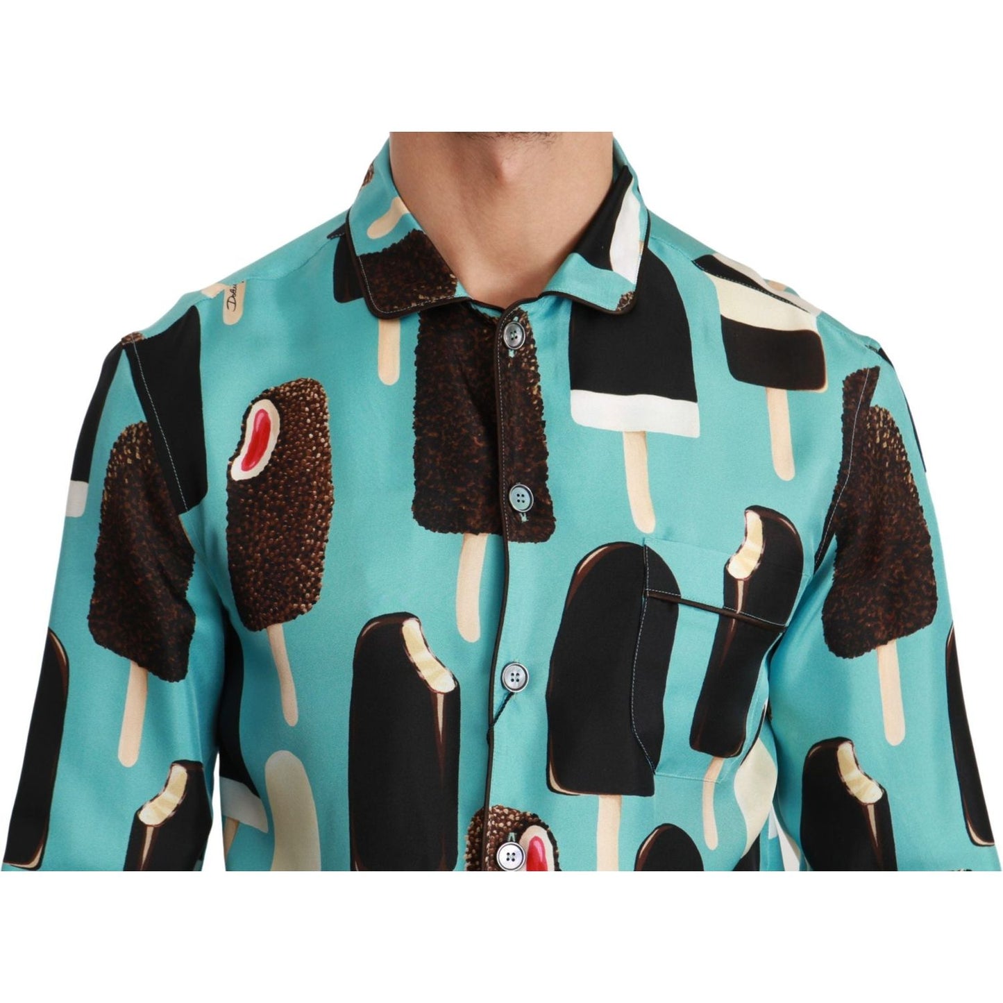 Dolce & Gabbana Exclusive Silk Blend Ice-Cream Print Shirt Dolce & Gabbana