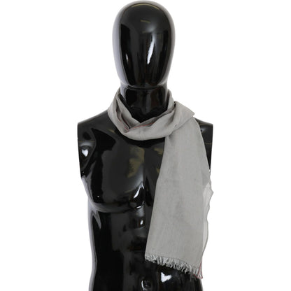 Costume National Gray Fringe Neck Wrap Cotton Scarf
