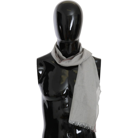 Costume National Gray Fringe Neck Wrap Cotton Scarf Costume National
