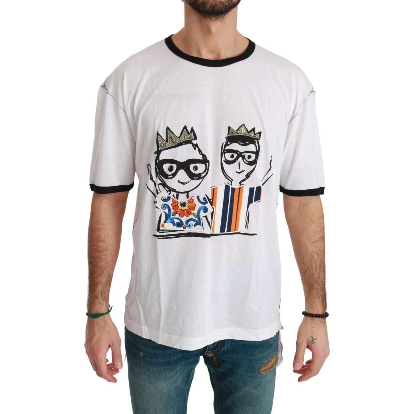 Dolce & Gabbana White Men Print #dgfamily Cotton T-shirt