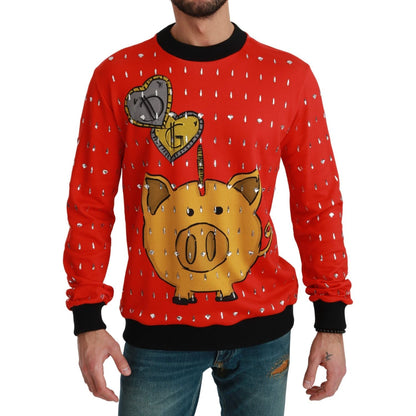 Dolce & Gabbana Red Crystal Pig of the Year Sweater Dolce & Gabbana