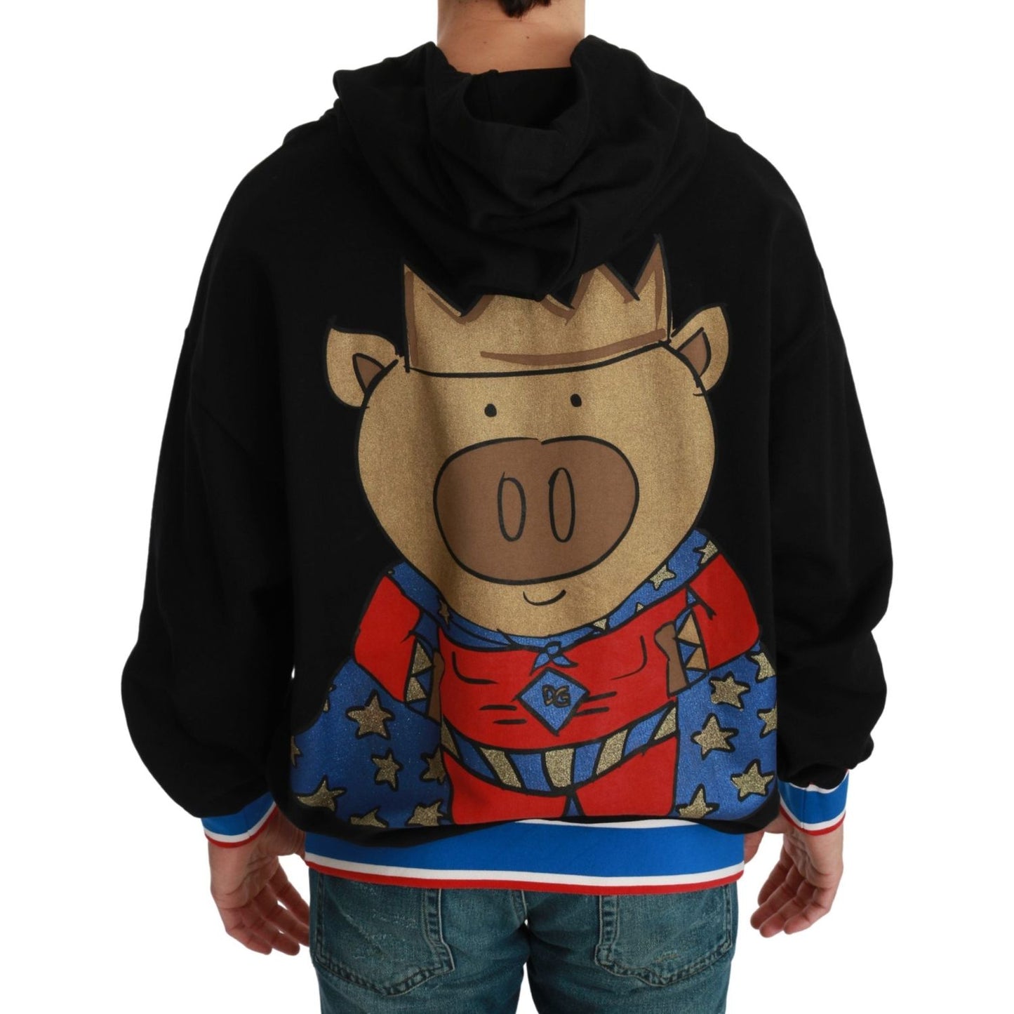 Dolce & Gabbana Black Sweater Pig of the Year Hooded Dolce & Gabbana