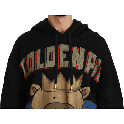 Dolce & Gabbana Black Sweater Pig of the Year Hooded Dolce & Gabbana