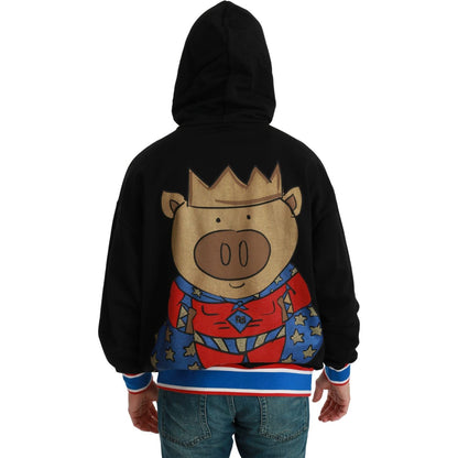 Dolce & Gabbana Black Sweater Pig of the Year Hooded Dolce & Gabbana
