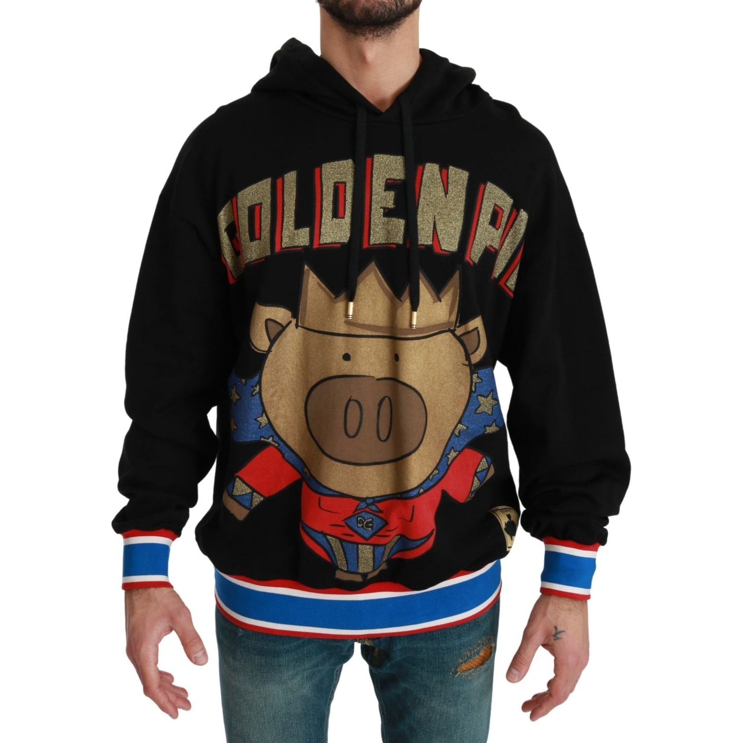 Dolce & Gabbana Black Sweater Pig of the Year Hooded Dolce & Gabbana