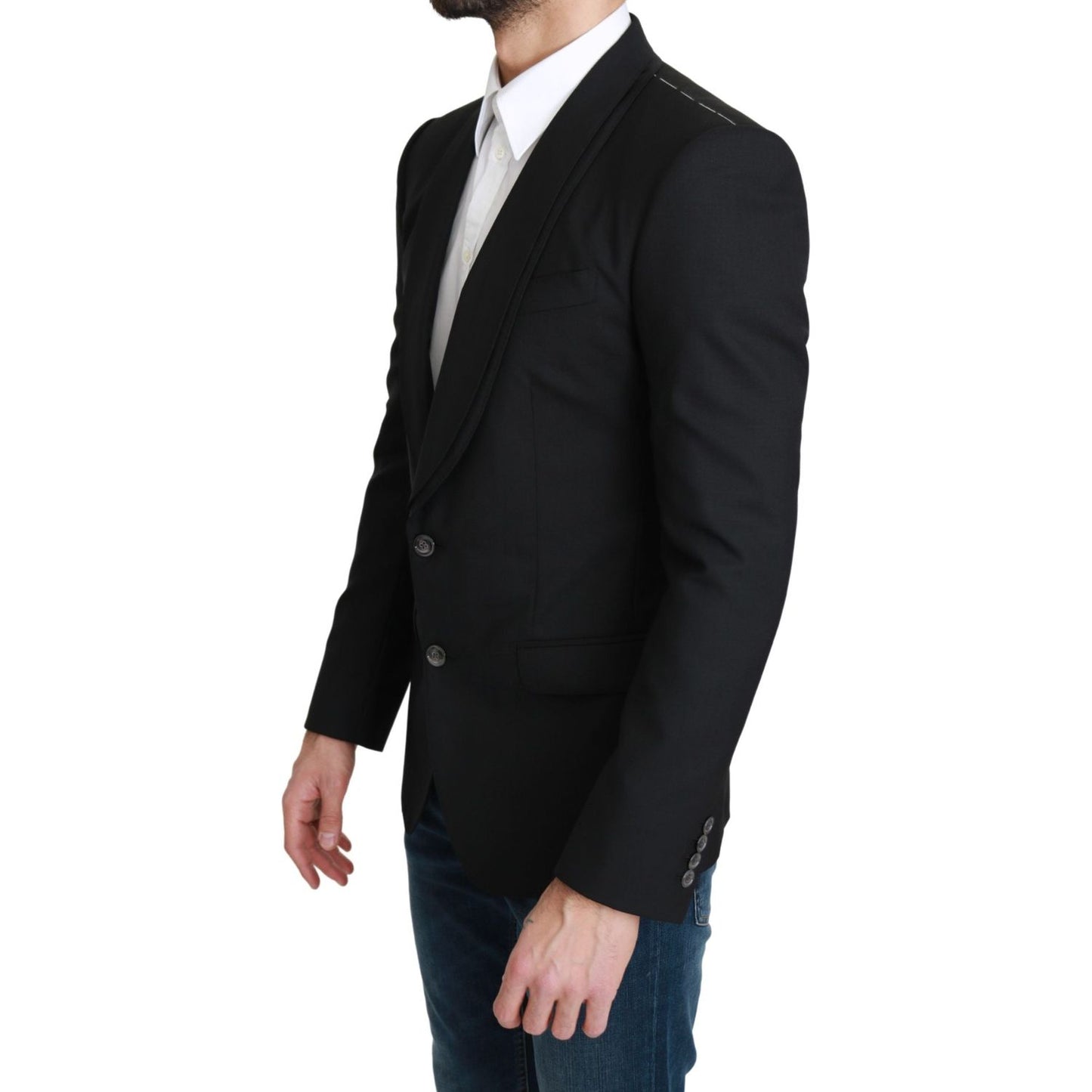 Dolce & Gabbana Black Single Breasted Formal Wool Blazer Dolce & Gabbana