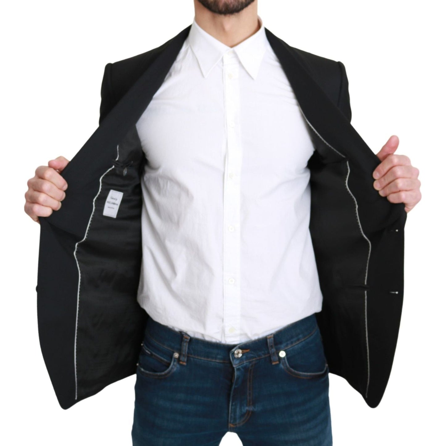 Dolce & Gabbana Black Single Breasted Formal Wool Blazer Dolce & Gabbana