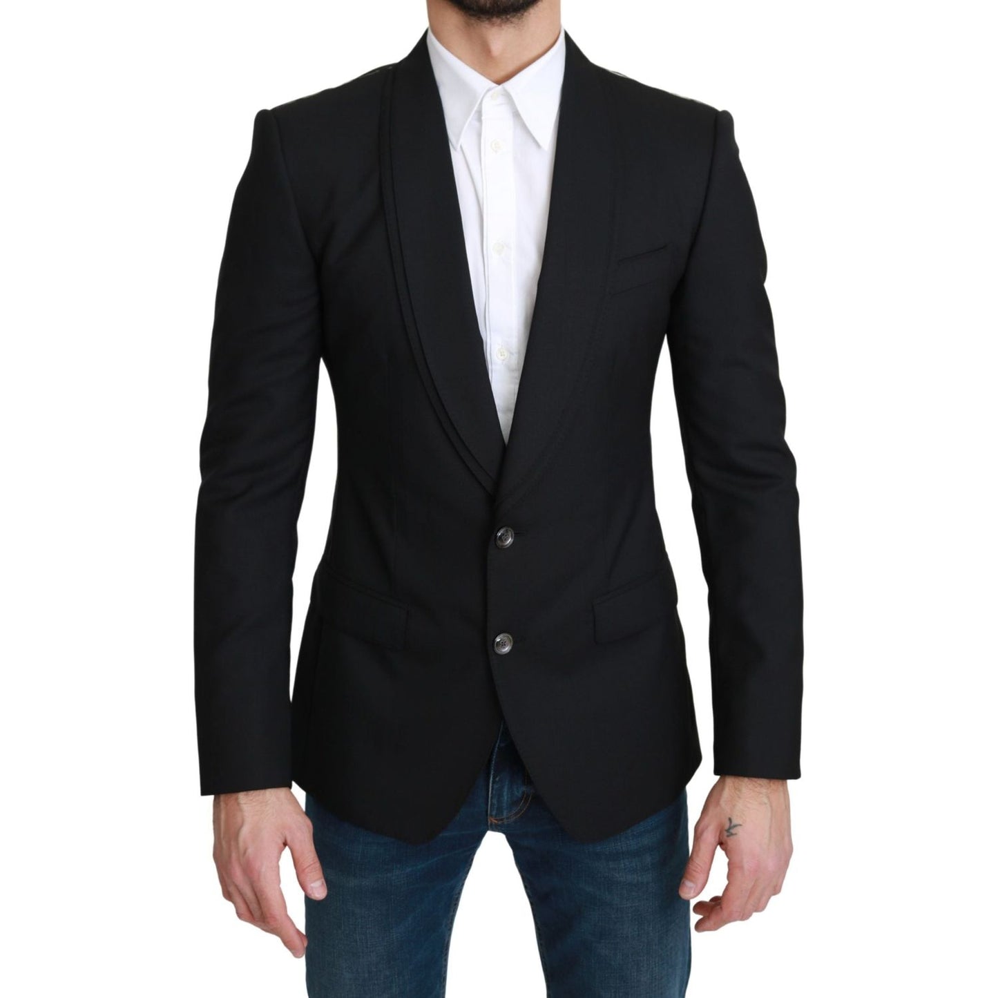Dolce & Gabbana Black Single Breasted Formal Wool Blazer Dolce & Gabbana