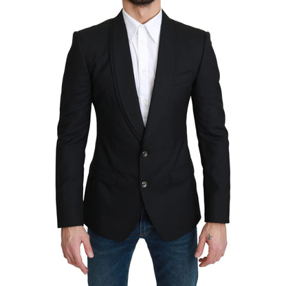 Dolce & Gabbana Black Single Breasted Formal Wool Blazer Dolce & Gabbana