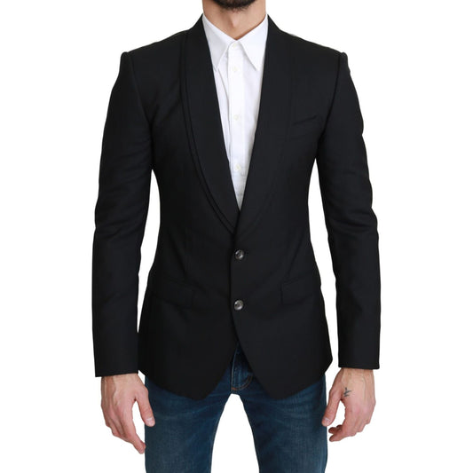 Dolce & Gabbana Black Single Breasted Formal Wool Blazer