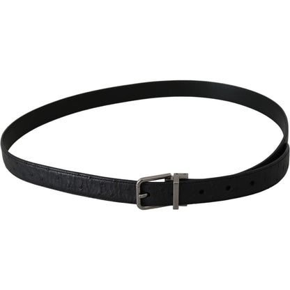 Dolce & Gabbana Black Exotic Skin Pattern Silver Buckle Belt Belt