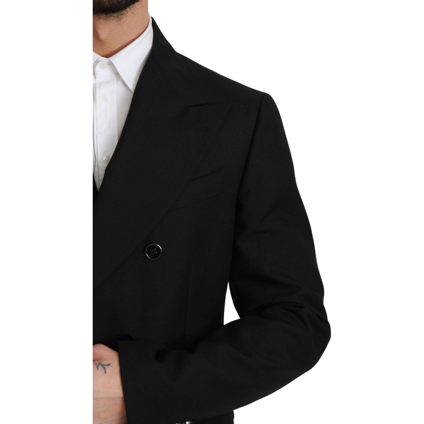 Dolce & Gabbana Black Slim Fit Jacket Coat Wool Blazer Dolce & Gabbana