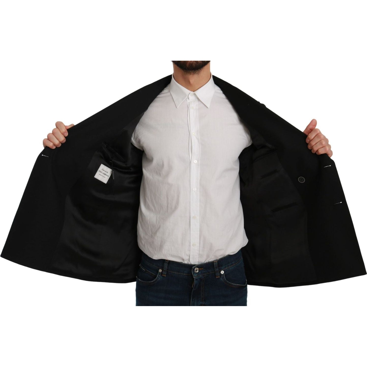 Dolce & Gabbana Black Slim Fit Jacket Coat Wool Blazer Dolce & Gabbana