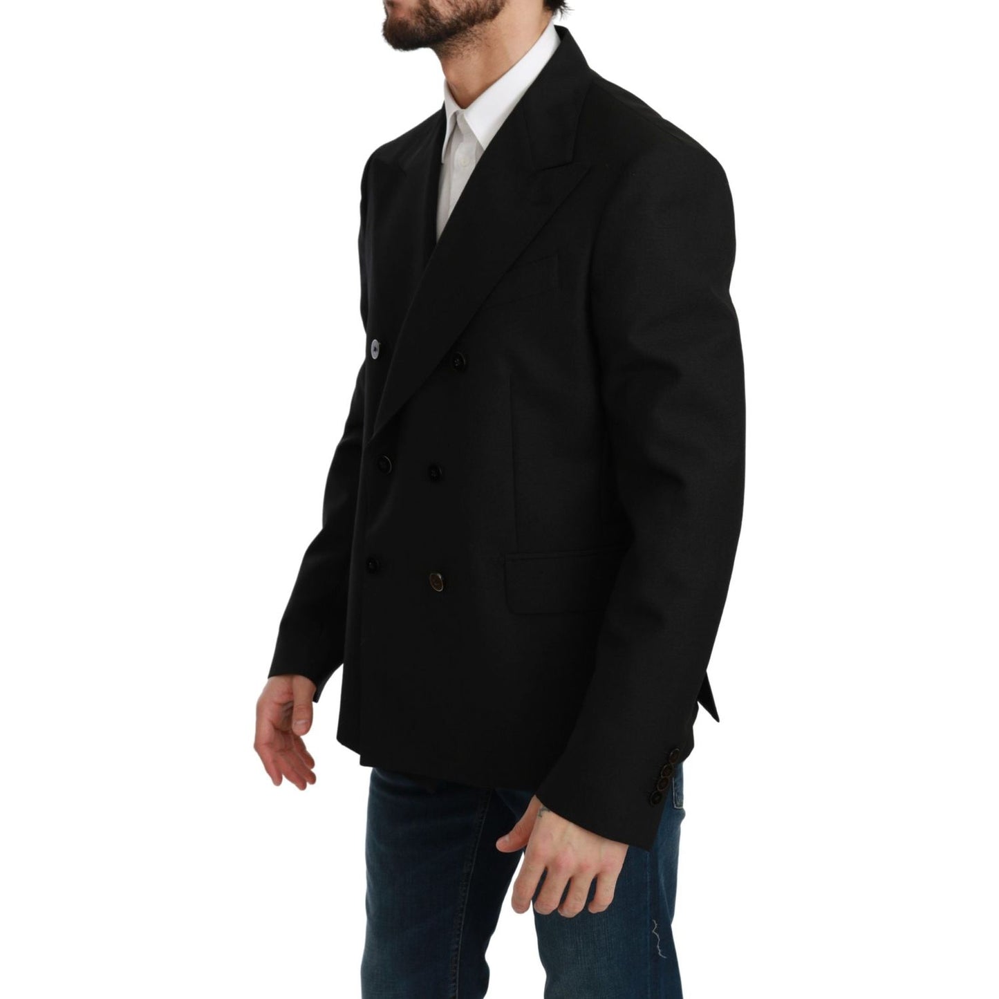 Dolce & Gabbana Black Slim Fit Jacket Coat Wool Blazer Dolce & Gabbana